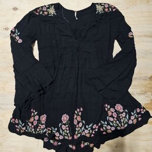 Free People Boho Black Mini Dress